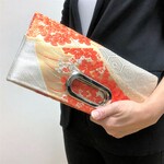 お値下げ中★帯ﾘﾒｲｸ★鮮やか花ライン2wayクラッチバッグ／スクエアバッグ／パーティーバッグ／バッグインバッグ／10