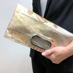 帯ﾘﾒｲｸ★正倉院文で上品クラッチバッグ／2way／スクエアバッグ／パーティーバッグ／バッグインバッグ／イエロー／140