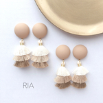 ♢matte brown tasselピアス/イヤリング♢ 大ぶり/ブラウン/ベージュ/アイボリー/タッセル/マット/大人/茶