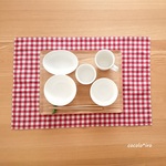 ランチョンマット　40×60　　* チェック×ドット　col. red
