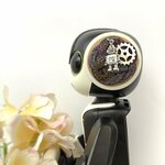 ロボホン　耳飾り　水引製　【メカロボ】　スチームパンク　歯車　パープル