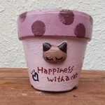 リメイク鉢(単品)チョコ猫ピンク