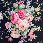 再入荷！❤︎2410-11Ｅ♥　112ｃｍ×50ｃｍ～　❤︎ 　ブラック系　薔薇柄　生地　 キルトゲイト　❤︎