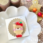 🍁かぼちゃパンツ茶トラねこさんのブローチ(りんご)