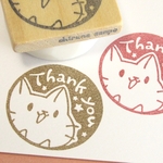 消しゴムはんこ・ネコ Thank you