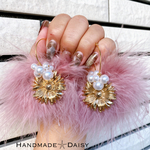 Flower パール マラボーファー フープピアス