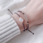 再販◆バロック淡水パールとキュービックジルコニアのマクラメブレスレット