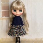 セーターとリバティのスカート  1/6ドール、27センチドール用