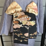 正絹オリジナルリバーシブル半幅帯　総刺繍と総絞りの豪華な半幅帯