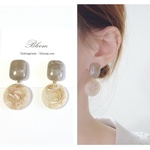 グレー×ベージュの上品ピアス/イヤリング  (金属アレルギー対応)