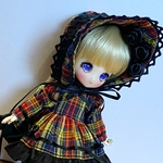 オビツ11  ワンピースセット チェック青 黒薔薇