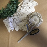 お花ブローチjewelry flower グレー