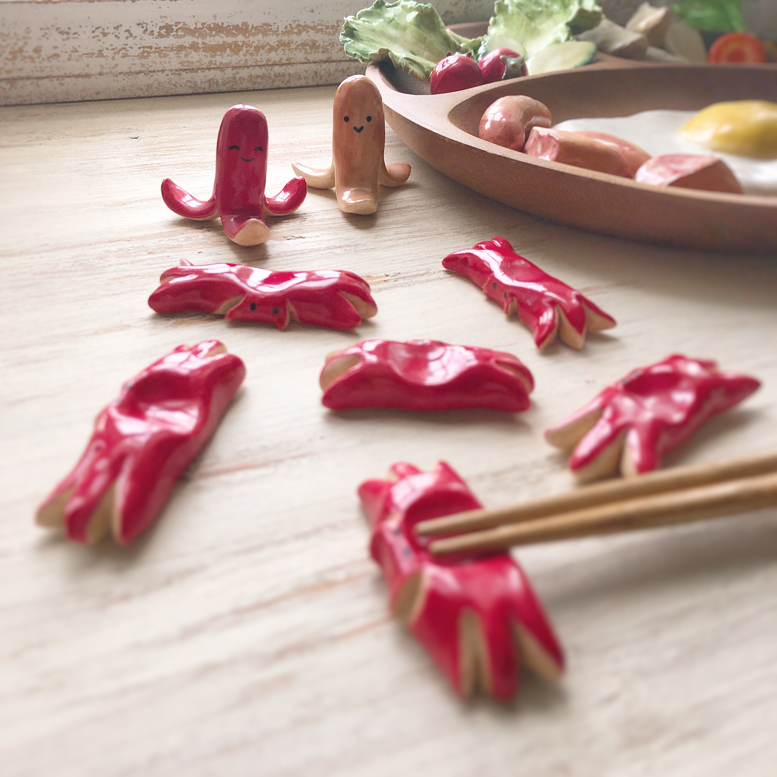 【箸置き・カトラリーレスト】22点 まとめ売り・焼物・ガラス・タコウィンナー・貝 箸置き・カトラリーレスト】22点 まとめ売り・焼物・ガラス