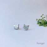 【一点もの】純銀　ネコピアス