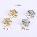 M6944-G  12個 デザインポストピアス 6弁花 21×22mm 3×【4ヶ】