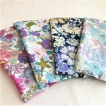 ラスト6~８重ガーゼハンカチ４set*liberty調flower*リバティ調フラワー*大人の花色*ローズピンク*ターコイズ*お布団ガーゼ*手洗い*コンパクトサイズ*こちらのセットは数量限定となります