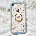 かすみ草とアリッサムpurple バンパーケース　SE2 7 8 11 11pro X Xs XR  12 12mini 13 13pro SE3 スマホリング　押し花スマホケース　耐衝撃ケース
