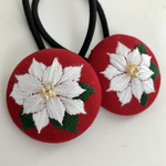 ポインセチア刺繍ヘアゴム2（2個セット）