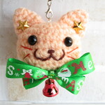 ☆12ac56様　お取り置き品☆～クリスマス☆ベルキャット・ストラップ【ライトオレンジ猫】
