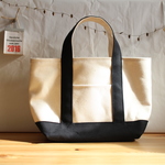 再販♡クロ×生成り おでかけトートバッグ 帆布