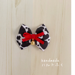 お正月リボン🎀牛柄のリボン🎀ベル付き🔔🎀リボン18　犬リボン