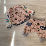 ☆90☆haamiat様専用＊ゴハンモジャ柄＊ドロップTシャツ＊半月ポッケのサルエルパンツ