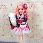 リカちゃん 着物ドレス7点セット☆一点物 ネイビー
