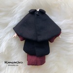 再販【オビツ11】総裏2部式トンビコート＋着物(臙脂・青海波帯)4点セット