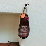 革の靴ベラ＊こげ茶レザー＊青ステッチ手縫い