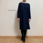 コットン起毛 Aラインワンピース(navy)