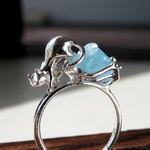アクアマリンと猫 リング ＊ Aquamarine & Cat Ring