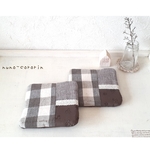 大きめギンガムチェックのナチュラルコースター＊ブラウン＊リバーシブル♪同柄２枚セット