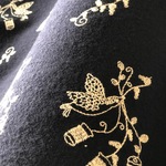 刺繍布＜イト・トリドリ＞ウールガーゼ ネイビー色30センチ