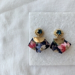 スワロフスキーとインド刺繍リボンのピアス＊イヤリング　ミニサイズ