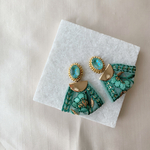 スワロフスキーとインド刺繍リボンのピアス＊イヤリング