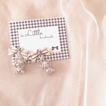 🧸シルバー目隠しくまさんリボンピアス/イヤリング🧸