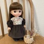 オーダー品　ソランちゃん　ハンドメイド服　フェリシテ×チャコールグレー