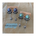 purple/green×silverチェーンピアス/イヤリング