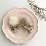 秋冬じたく୨୧ファーりぼんのヘアクリップ ヘアピン＊ベビー キッズ　ナチュラル　ギフト