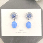 right blueかすみ草×sky blueチェコビーズのイヤリング/ピアス
