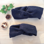 親子で強気☆ラメ入りニット(navy×gold)のお揃いクロスヘアバンド