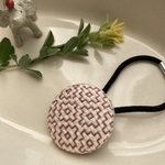 刺し子ヘアゴム＊柿の花(ローズ)