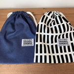 巾着2枚セット（カラーデニム＆北欧モノクロ）