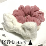 雪うさぎ🐇リボン🎀付き さらにもこもこ✨ふわもこシフォンシュシュ❤(いちご🍓×バニラ）