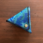 NEW！三角コインケース/マーブル模様/スカイブルー/キップレザー/手染め/ハンドメイド/メンズ/レディース