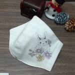 再販【ニットマスクシリーズ】冬のやわらかニットマスク うさぎちゃん パープル