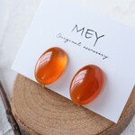 ＊そっとあなたを応援する「幸せを呼ぶ石」カーネリアンのシンプルイヤリング＊ピアスに変更可能＊大ぶり