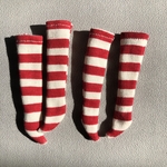 シマシマ靴下（手書き風赤×2）　#ブライス