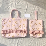 受注製作❁さくらんぼ柄フリルバッグ2点セット　PK
