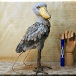 羊毛フェルト　鳥　ハシビロコウさん　鳥フィギュア　動物フィギュア